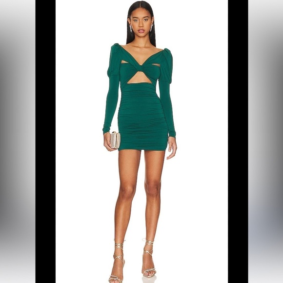 TULAROSA Eloise Mini Dress in Botanical Green Mini Dress - Picture 1 of 5